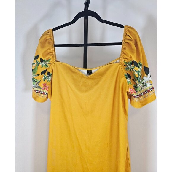 Shein Curve Floral Print Short Sleeve Midi Dress-Yellow Multi-SZ 3X - Picture 3 of 7